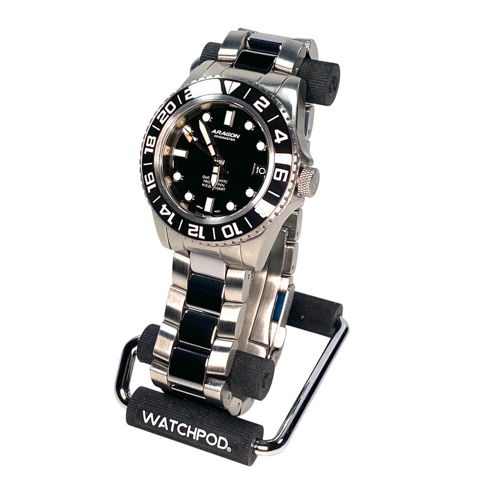 Aragon Divemaster GMT NH34 Automatic Watch Black Dial 40mm WR Travel Utility IOB